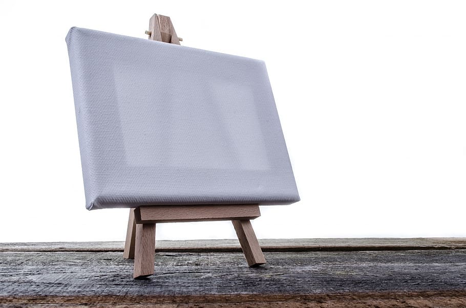 rectangular, white, easel, stand, paintings, artist, isolated, billboard, sketching, tool