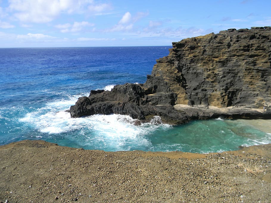 hawaii, beach, volcanic, ocean, sea, vacation, travel, tropical, water, island