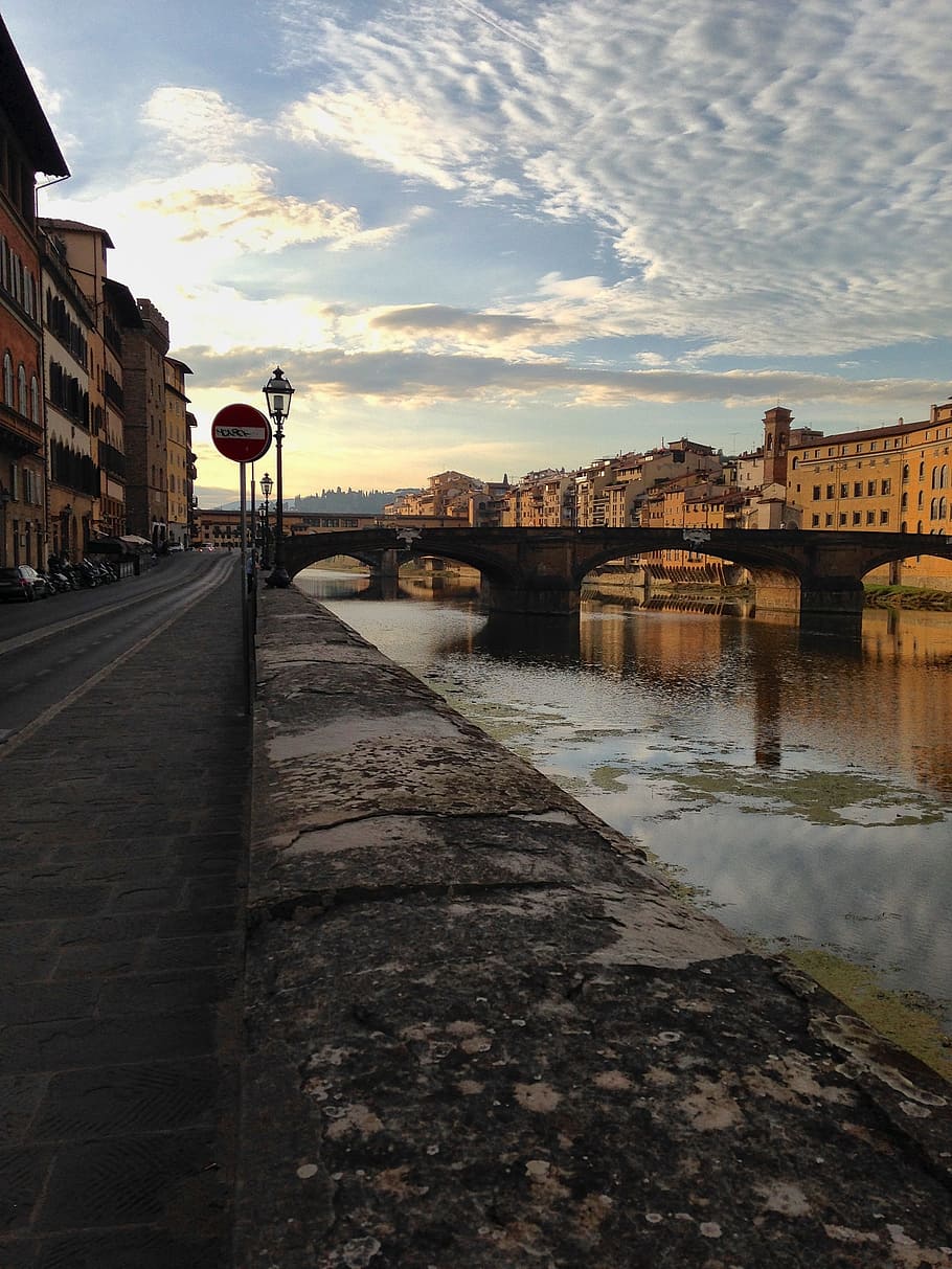 Florence, Sungai, Arno, Tuscany, Warisan, kota, Italia, arsitektur, lanskap, Sungai arno