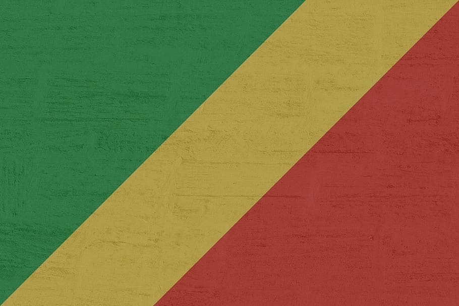 コンゴ, 旗, コンゴ共和国, 民主コンゴ民主共和国, 黄色, フルフレーム, 構築構造, 無人, 背景, 壁-建物の特徴