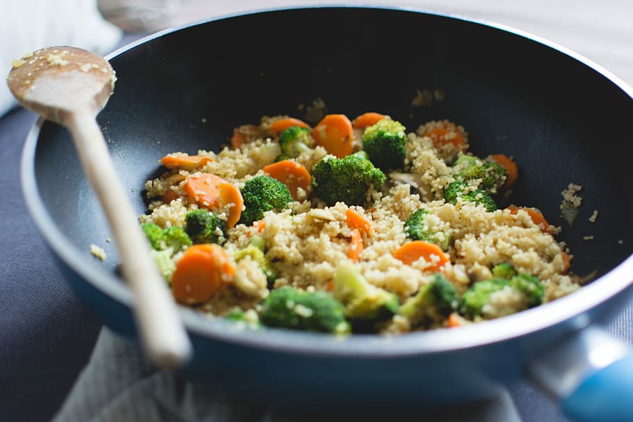 &, couscous dinner, Colorful, amp, Healthy, Couscous, Dinner, cooking, pan, food