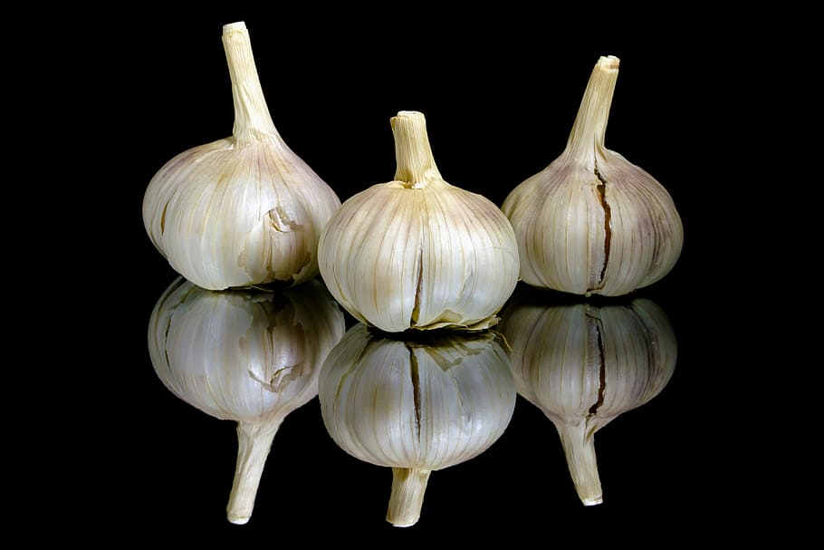 Garlic, Food, Seasoning, Vegetables, food, seasoning, odor, taste, black background, garlic bulb, studio shot