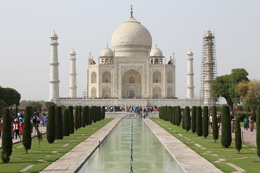 taj mahal, índia, viagem, túmulo, arquitetura, obra-prima, cúpula, destinos de viagem, mármore, grande grupo de pessoas