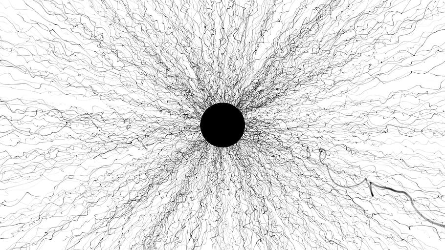 ink, bw, abstract, black, white, eclipse, black hole, fiction, the background, creative