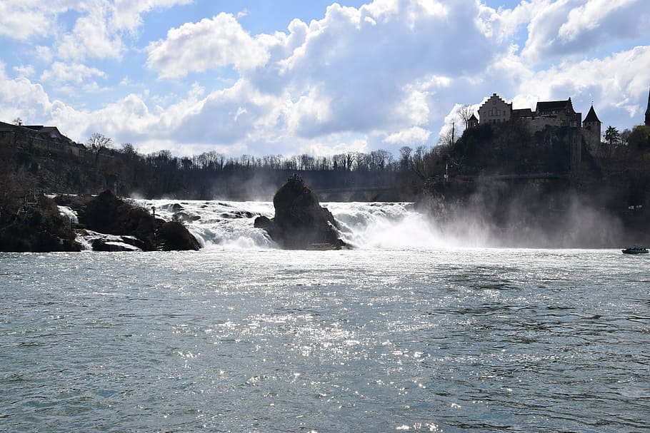 rhine falls, waterfall, back light, schaffhausen, water, nature, famous Place, beauty in nature, scenics - nature, motion