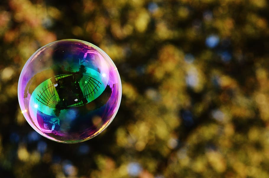 Soap Bubble, Colorful, Balls, soapy water, make soap bubbles, float, mirroring, bubble, nature, multi Colored