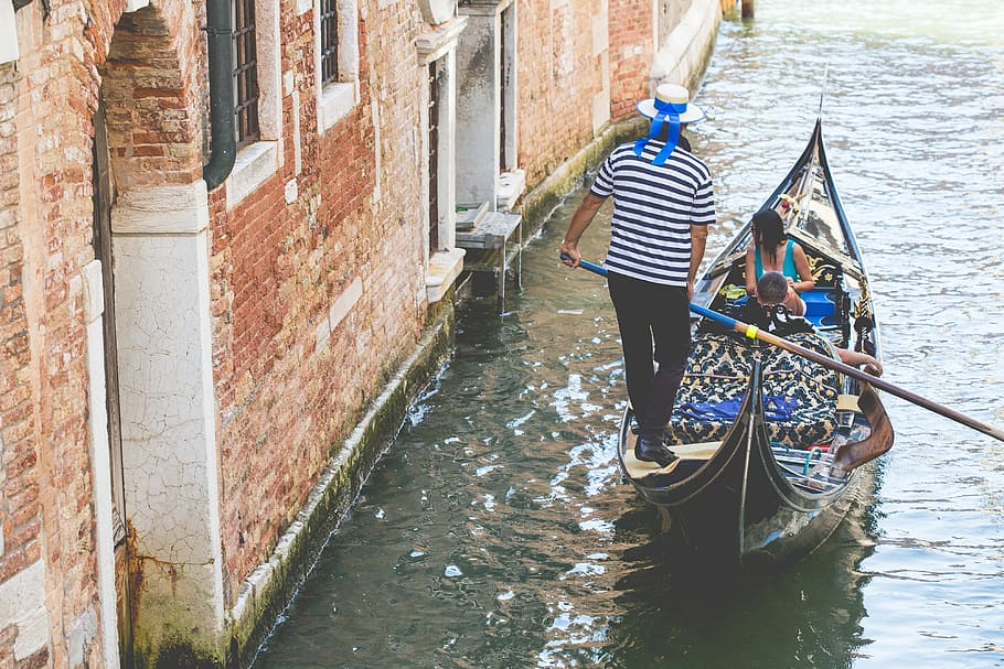 Venesia, Italia, Gondola, arsitektur, kanal, gondolier, jalan, venezia, venice - Italia, Kapal Bahari