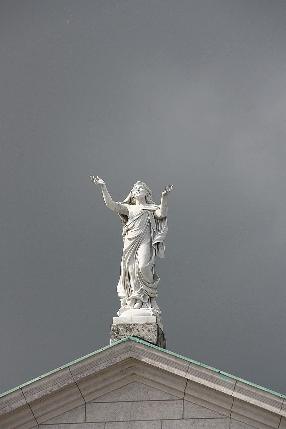 Statue, Holy, Church, Athlone, holy, church, church peter paul, sky, dark clouds, sculpture, architecture
