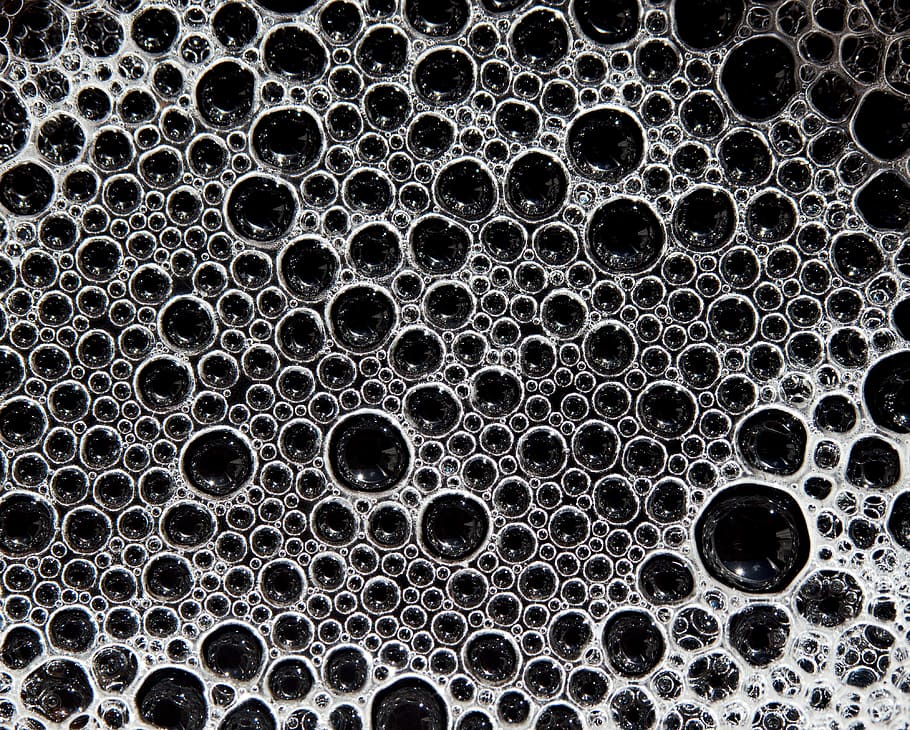 bubbles, pattern, surface, water, crowded, crowd, touching, packed, close, together