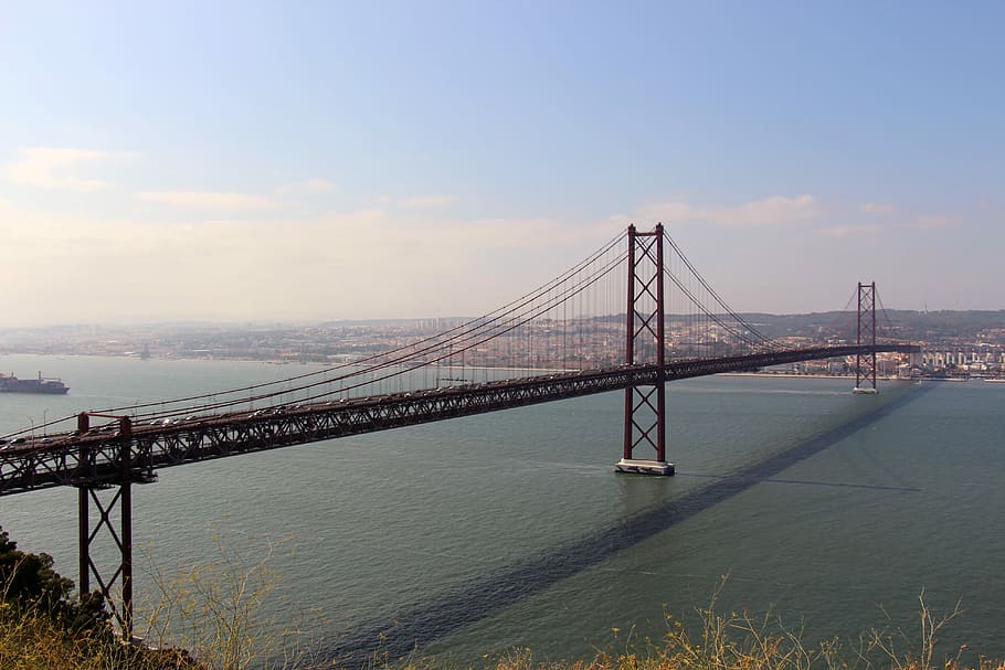 Puente, Lisboa, ciudad, Portugal, Tejo, 25 de abril puente, luz, turismo, agua, viaje