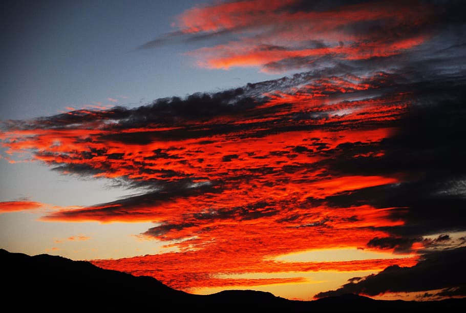 sunset, clouds, tlapa de comonfort, sky, mountain, beauty in nature, cloud - sky, nature, red, lava