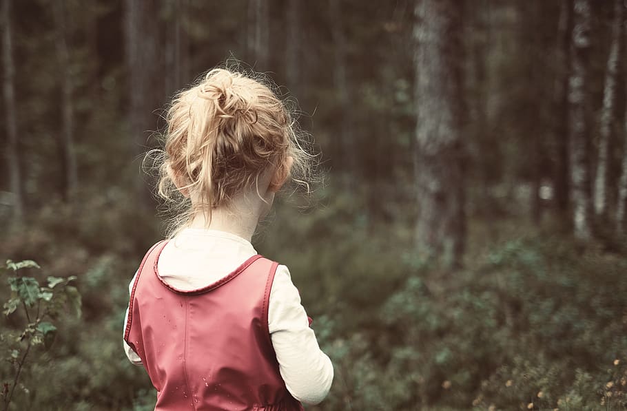 girl, child, forest, female, young, childhood, person, nature, happy, summer