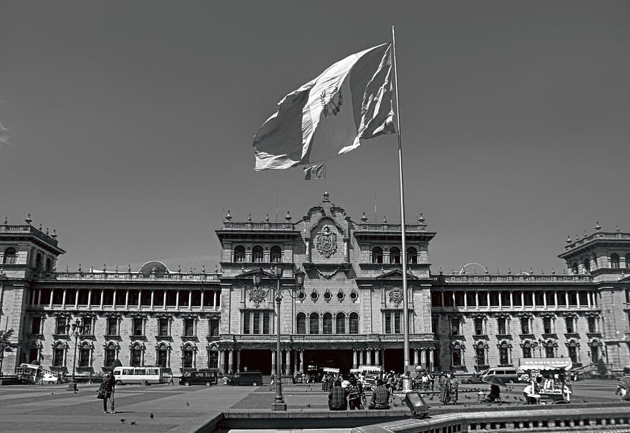 Palácio, Guatemala, Cidade, Vintage, Velho, central, foto, clássico, maravilhoso, preto e branco