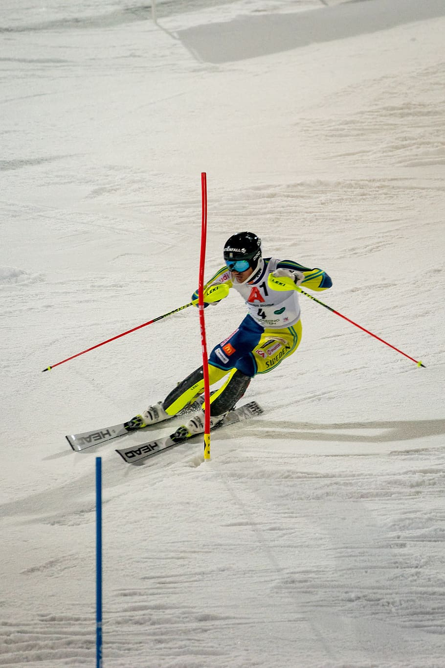 competition, hurry, race, sport, fast, slalom, night race, skiing, ski, cold temperature