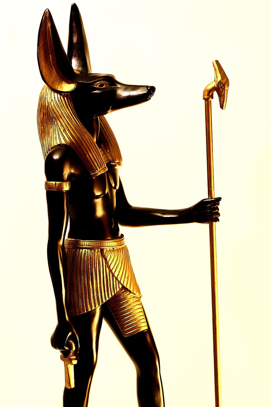 Anubis, Egipto, figura, Foto de estudio, en interiores, representación, nadie, metal, arte y artesanía, fondo blanco
