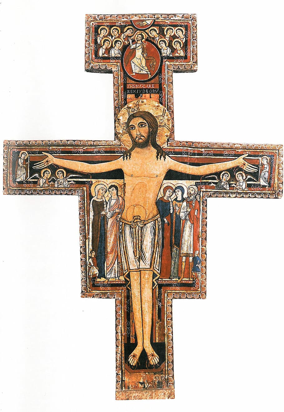 San Damiano, Saint Francis, Assisi, male likeness, human representation, religion, sculpture, statue, cross, art and craft