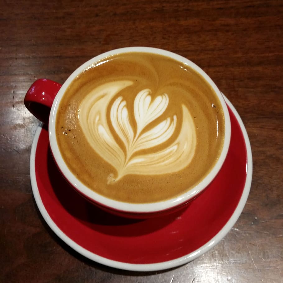 Latte Art, Kopi, Cappuccino, latte, minuman, mug, panas, kafein, kafe, espresso