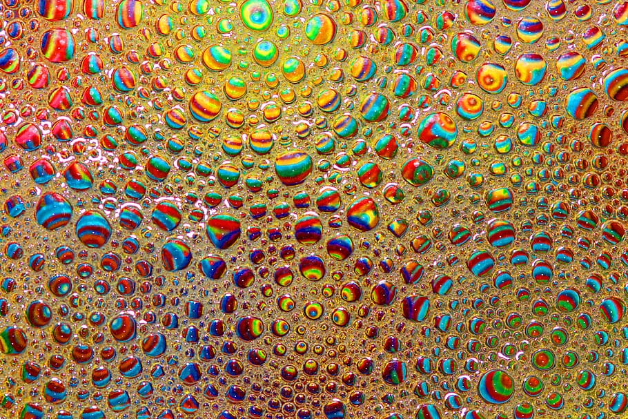 papel de parede multicolorido, bolhas, sabão, cores, reflexão, água, macro, multi colorido, ampliação, ciência