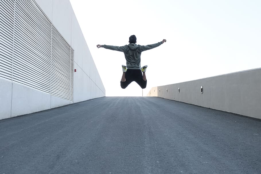 man, jumping, road, healthy, fit, leap, sport, city, concrete, fitness