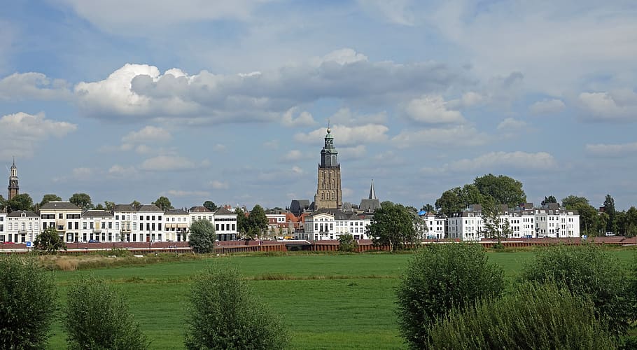 ciudad hanseática, zutphen, ciudad, san walburg, walburgistoren, ijssel, países bajos, fachada, paisaje urbano, arquitectura