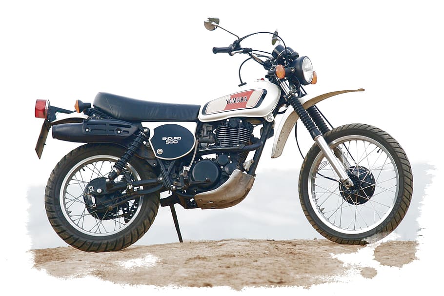 Yamaha, Xt500, Trail Bike, Motorcycle, yamaha, xt500, transportation, white Background, mode of Transport, wheel, land Vehicle