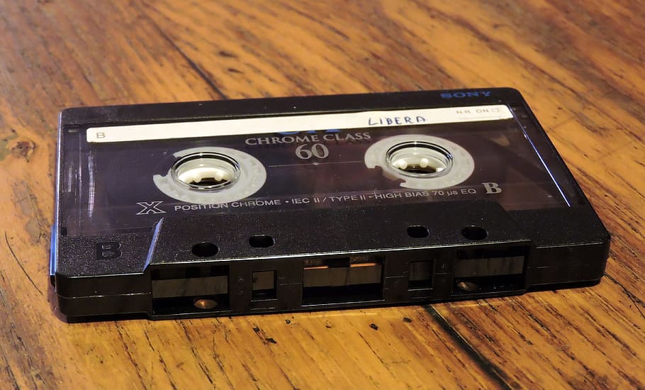 black cassette tape, Musicassette, Audio Cassette, Vintage, tape, magnetic tape, recording, audio, reproduction, sound
