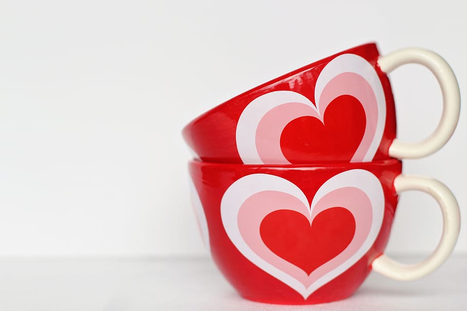 coffee cups, love hearts, Coffee, cups, with love, food/Drink, drinks, love, valentines, cup