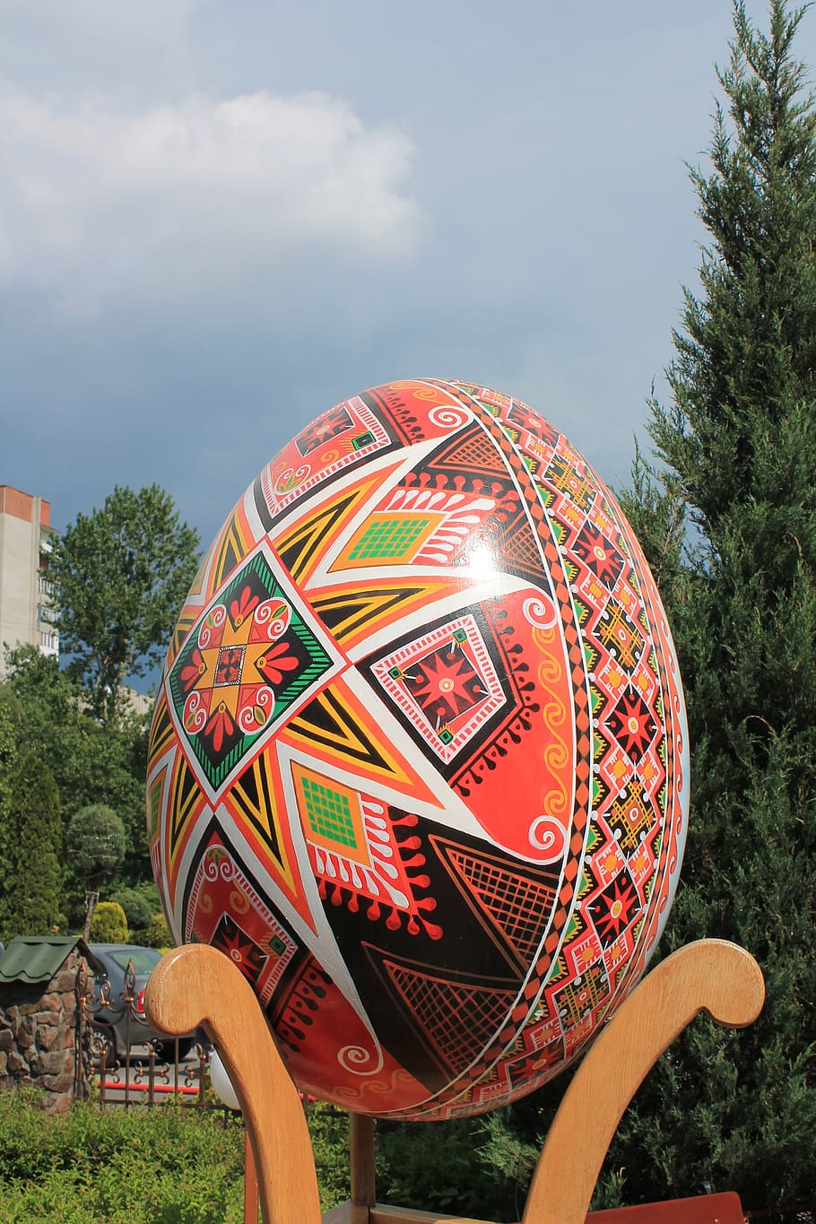 easter egg, religion, tradition, christ is risen, pysanka, ukraine, plant, tree, sky, nature