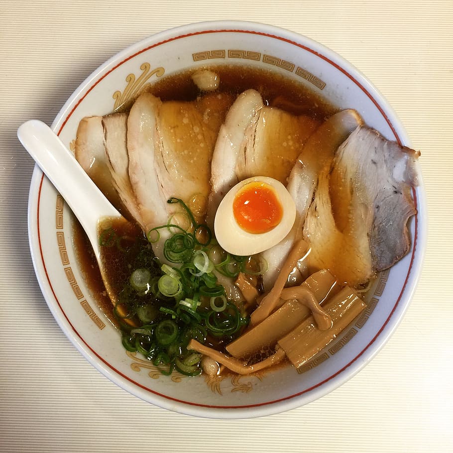 ramen, soy sauce, cuisine, ready-to-eat, food, food and drink, healthy eating, directly above, freshness, still life
