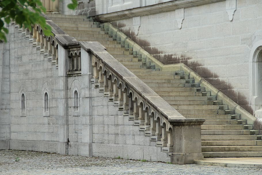 stairs, neuschwanstein castle, courtyard, füssen, schwangau, ostallgäu, bavaria, places of interest, idyllic, king ludwig