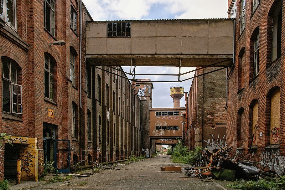 continental, hanover, arquitetura, velho, construção, abandonado, antiga fábrica, caducou, lugar perdido, construção industrial