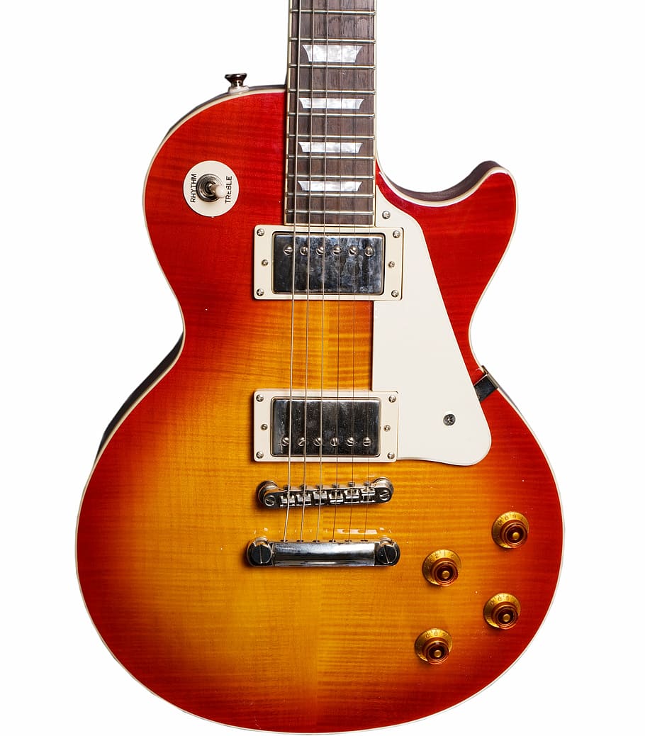 red, brown, gibson-type, electric, guitar, electric guitar, electro guitar, music, musical instrument, instrument