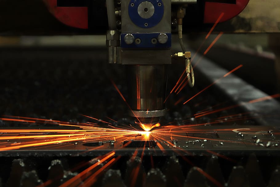 laser, faísca, equipamento, ferro, raio, de tecnologia, fogo, detalhes, ferramenta, indústria