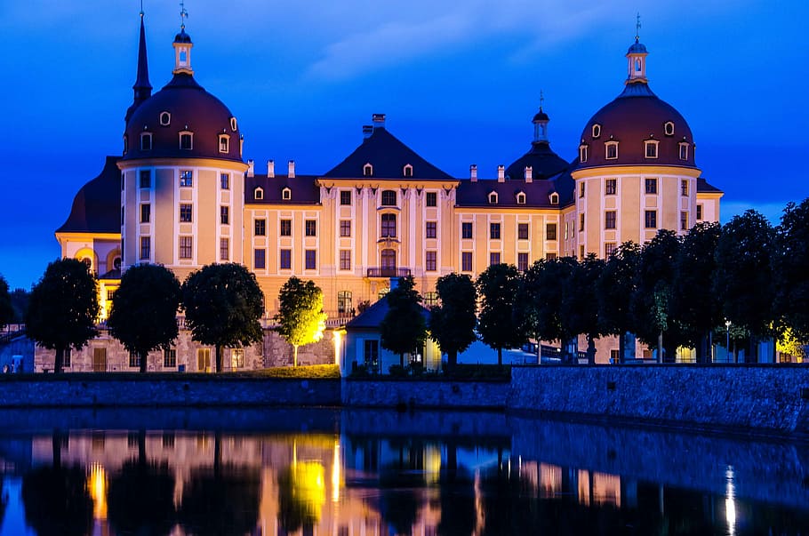 castelo de moritz, castelo, saxônia, atrações em moritzburg, marco, espelhamento, schlossgarten, contos de fadas, lago, cinderela
