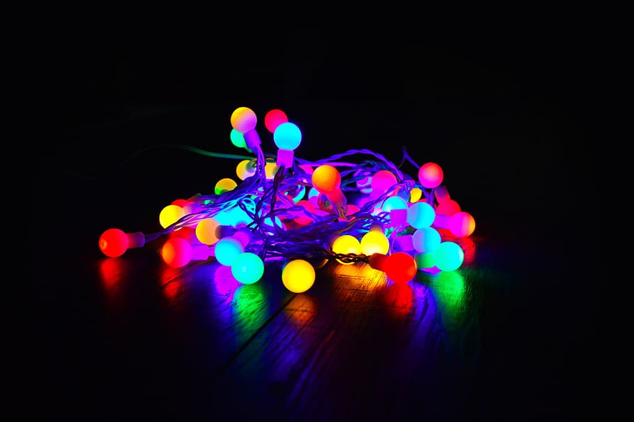 cor, luzes, lâmpadas, luzes coloridas, bela, celebração, brilho, natal, decoração, lâmpadas coloridas