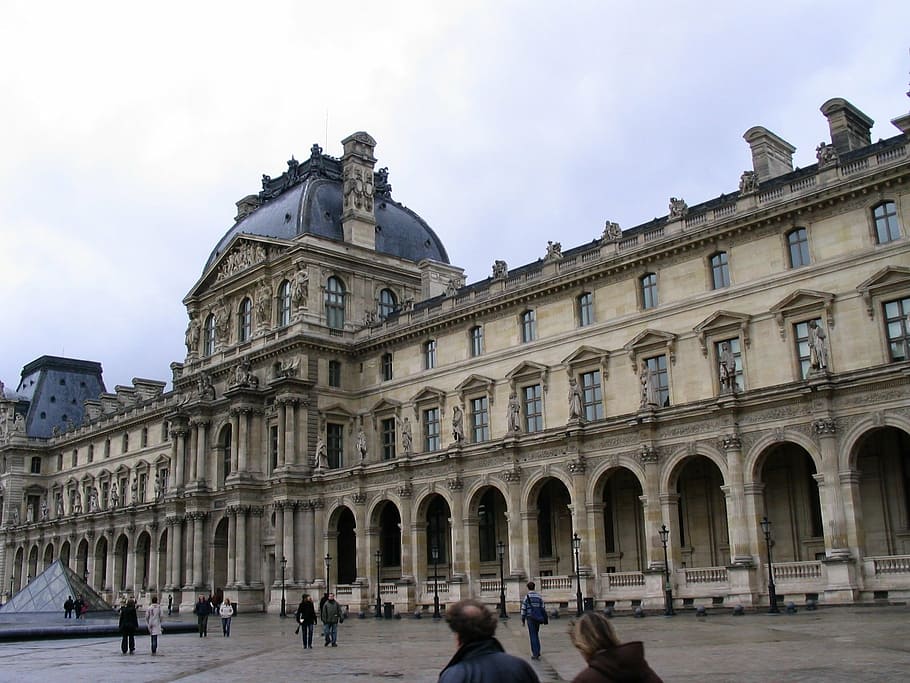 louvre, paris, france, building, museum, architecture, building exterior, built structure, sky, history