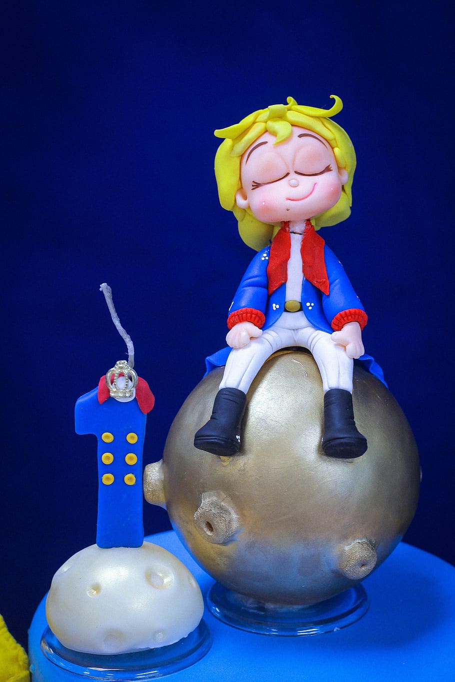 the little prince, cake, figurine, world, blue, one, one year, birthday, one year old birthday, baby