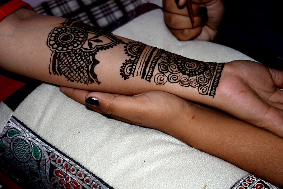 henna, cultura, indio, tatuaje, étnico, mehndi, diseño, patrón, decoración, asiático