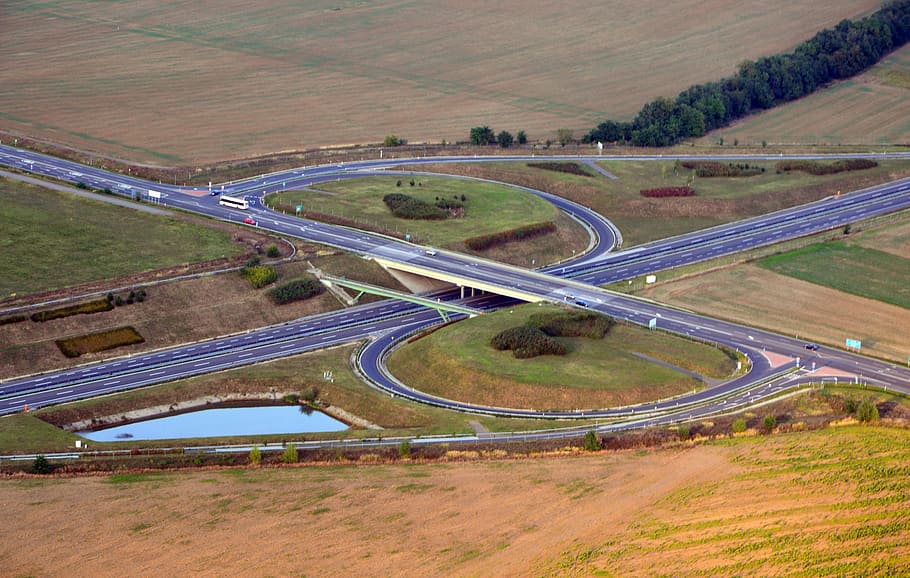 autopista m60, autopista 58, intersección, pagana, pecs, baranya, Transporte, vista de ángulo alto, carretera, vista aérea
