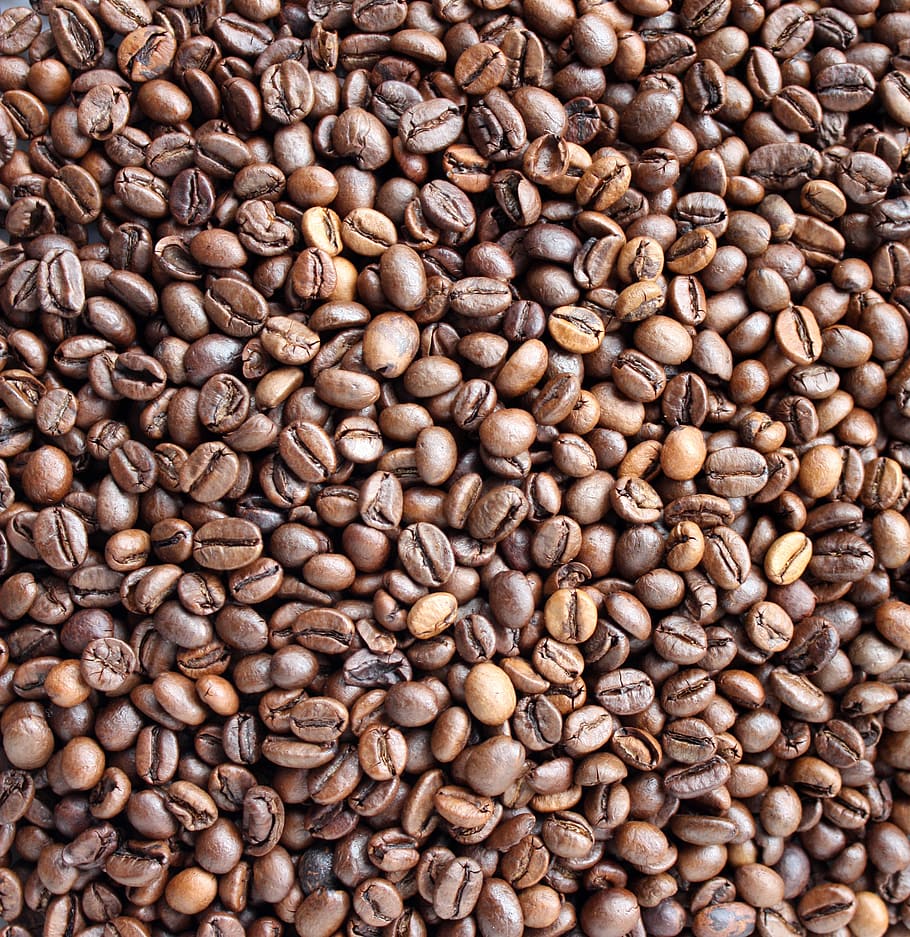 biji kopi banyak, kopi, latar belakang, biji kopi, jeda, kafein, aroma, menarik, melengkung, minum