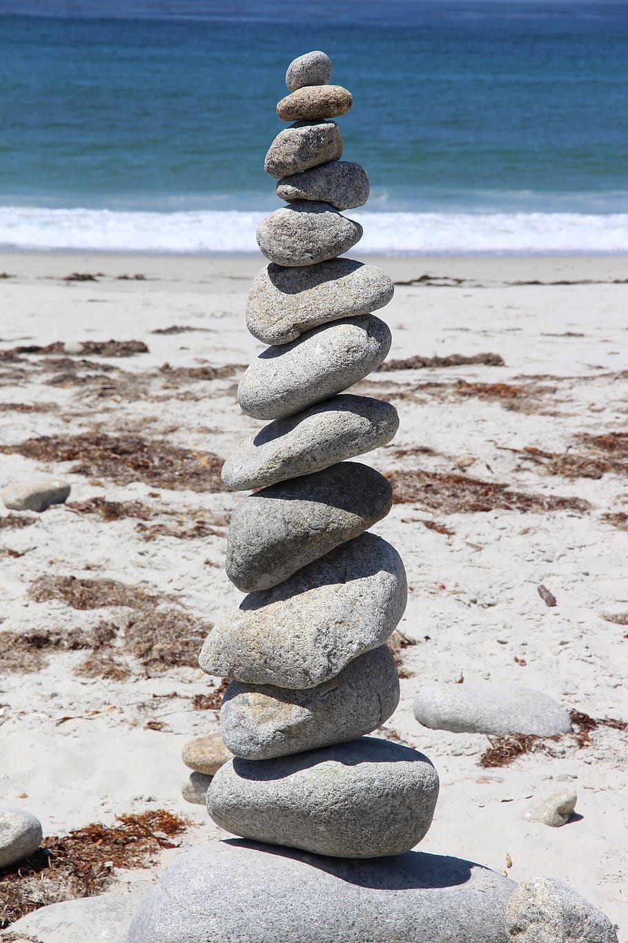 beach, stupa, sea, stones, the tower, stack, land, balance, rock, water
