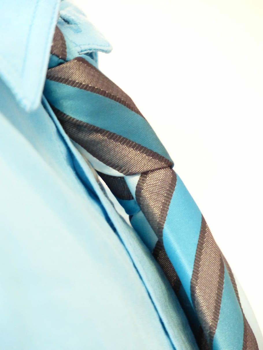 Tie, Knot, Shirt, Suit, tie knot, light blue, turquoise, side view, side, clothing