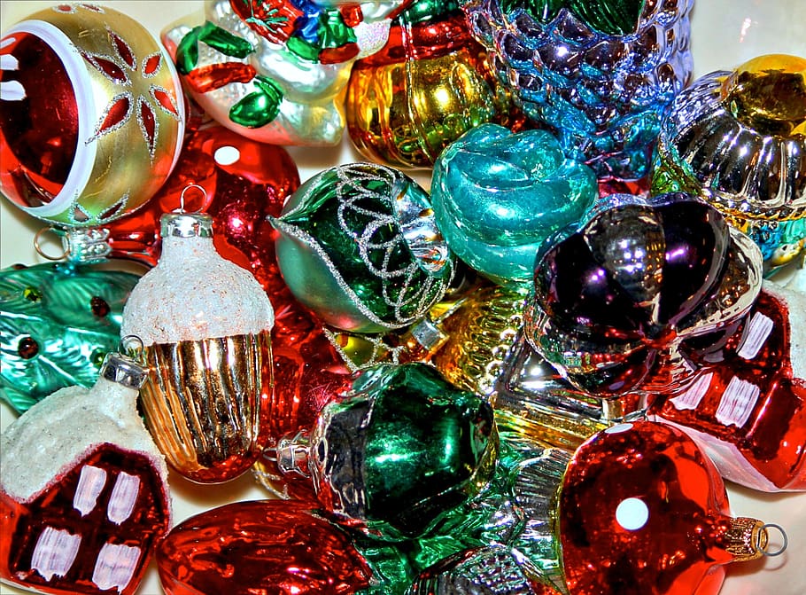 ornamnets navideños, navidad, decoraciones, bombillas de vidrio, adornos, poda de árboles, multicolores, feriado, adornos navideños, elección