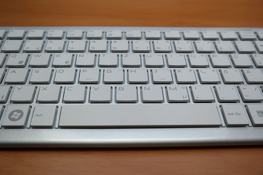 keyboard, brown, table, space bar, letters, computer, input, keys, hardware, pc