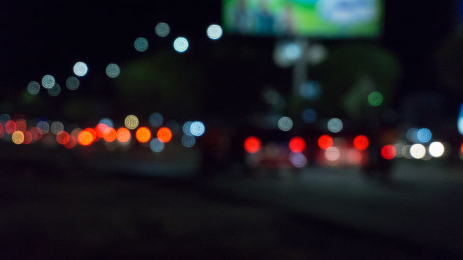 bokeh, night, traffic, blurry, city, illuminated, defocused, car, street, motor vehicle