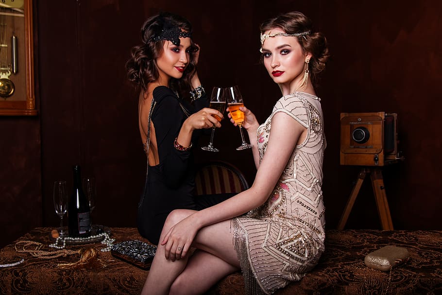 two, women, toasting, using, wine glass, together, people, grown up, woman, portrait
