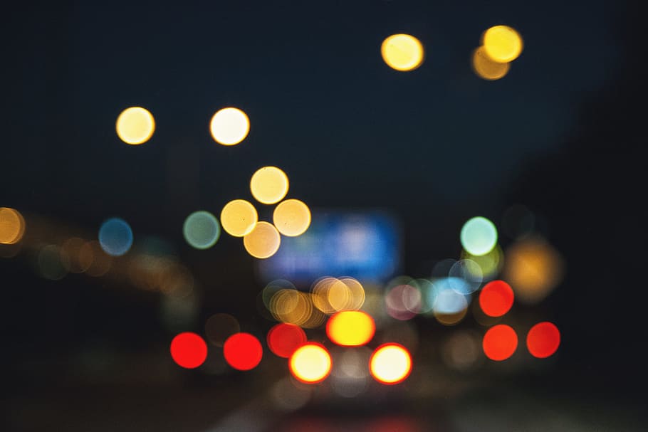 lampu bokeh malam, kota, Malam, bokeh, lampu, perkotaan, tidak fokus, abstrak, latar belakang, lalu lintas