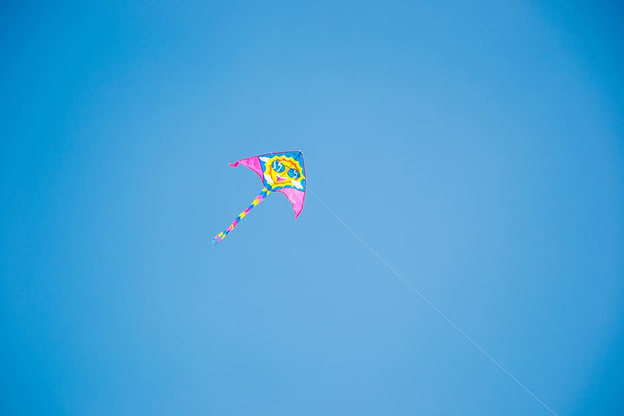 kite, blow away, rope, sky, blue, cloud, turkey, landscape, peace, nature