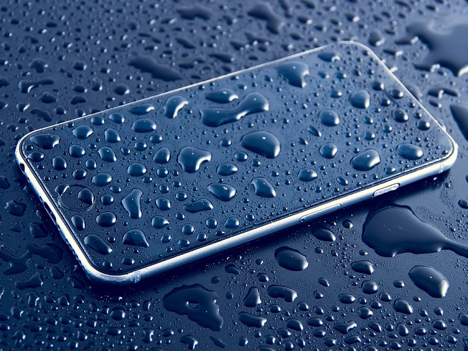 silver iphone x, filled, water droplets, black, surface, iphone, ios, apple, 6s, plus