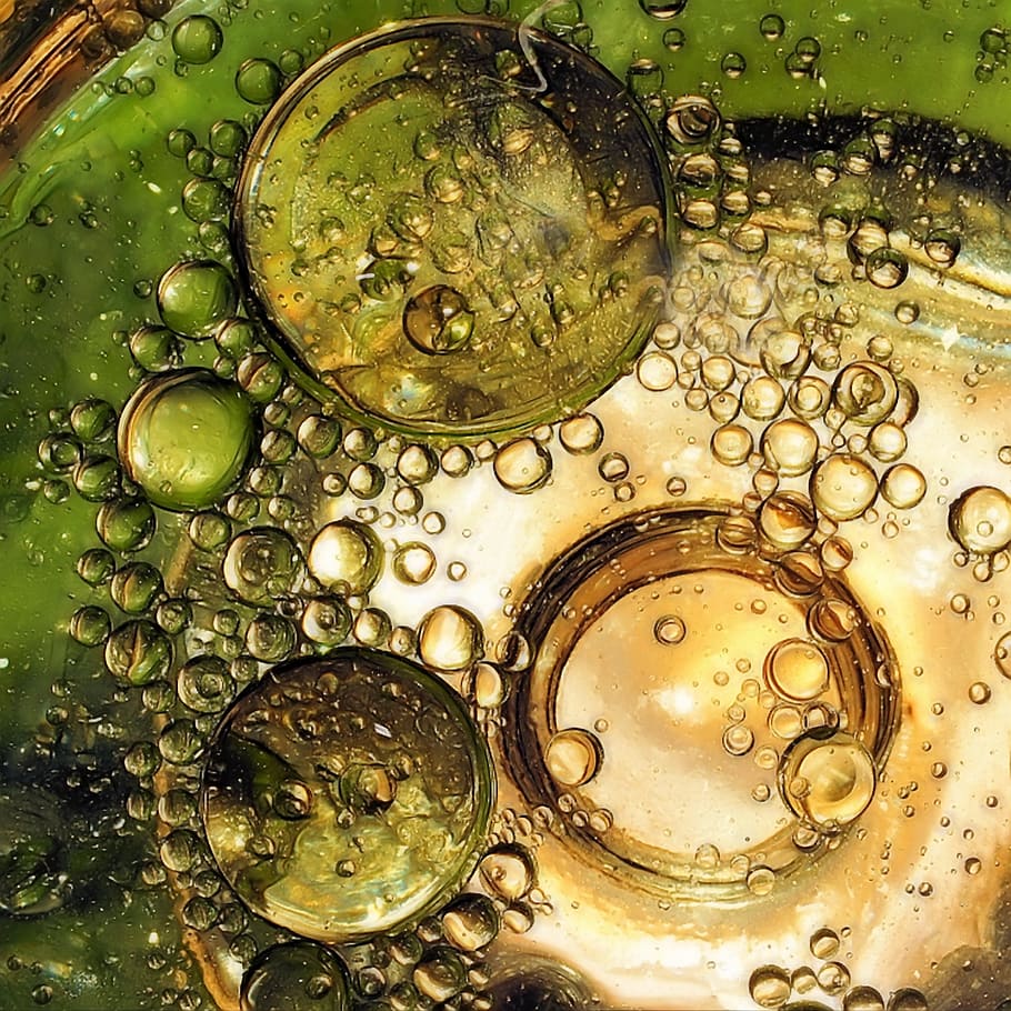 water bubbles illustration, bubbles, fantasy, green, design, blue, light, bright, color, style